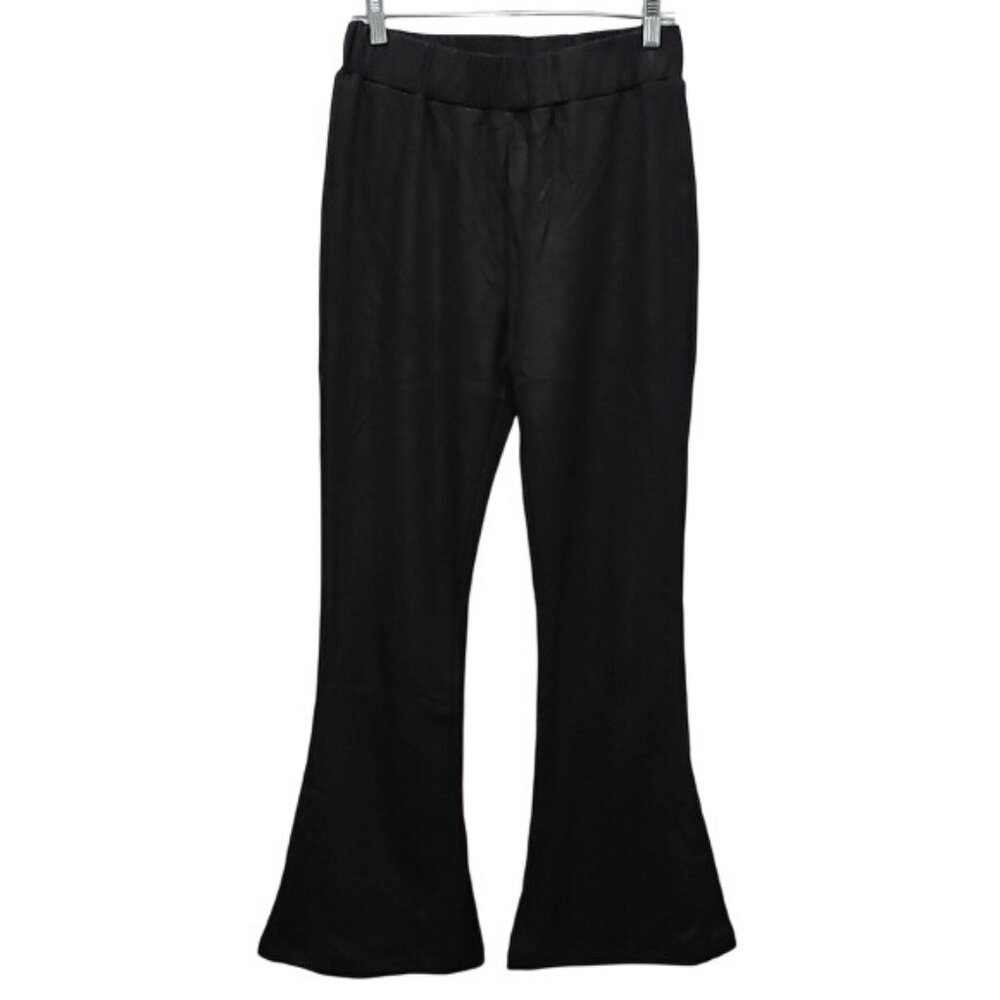 Dance & Marvel Coated Flare Leg Fleece Lined Pants Large New Black Comfort